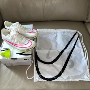 New NIKE AIR ZOOM MAXFLY TRACK SPIKES UnisexMen6.5/Women8 White Sail/Fierce Pink